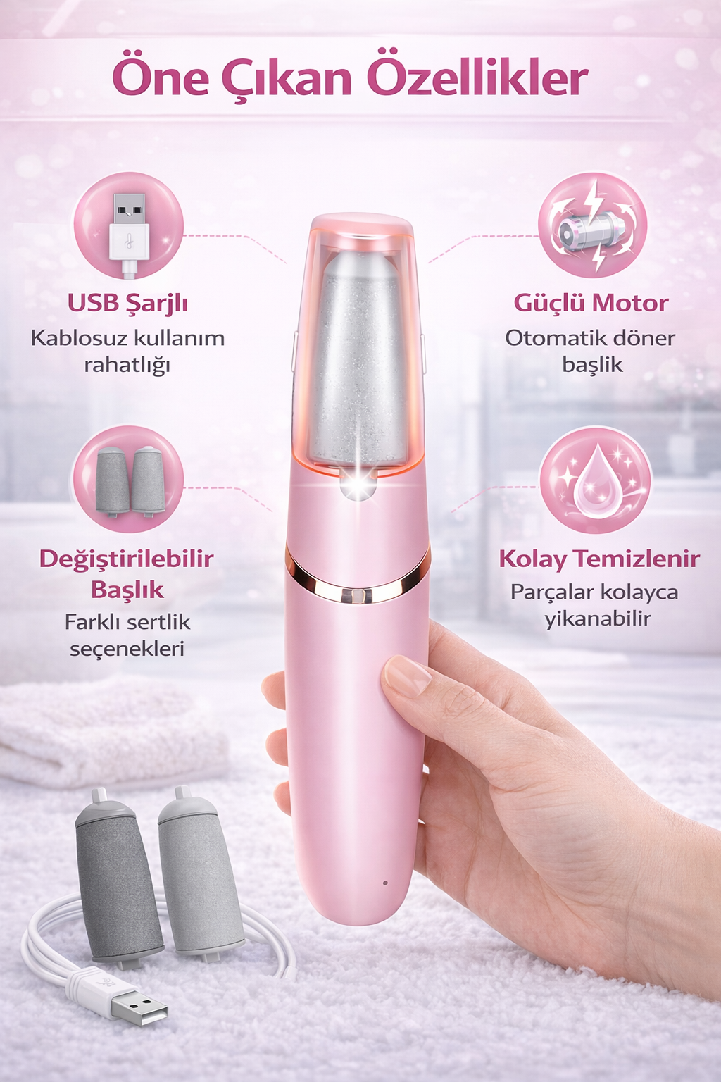 SoftPedi – Elektrikli Nasır ve Ölü Deri Temizleyici